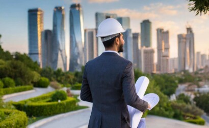 Firefly kameraya arkası dönük, aykakta duran bir mühendis, elindeki projeyi açıp inceliyor, kadrajın (2)