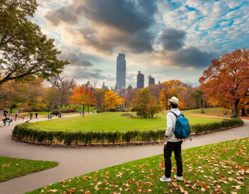 Peyzaj Mimarlığının Kökenleri ve Gelişimi 31 Firefly olmsted designing central park with a cloudy sky and trees in the foreground during fall 938