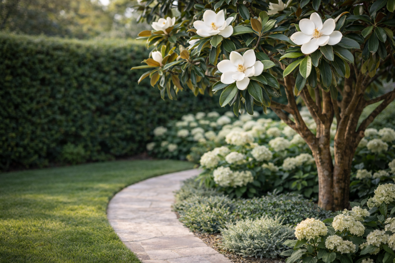 Manolya (Magnolia grandiflora) - Villa Bahçe Ağaçları