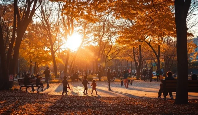 autumn-park-sunset-stockcake